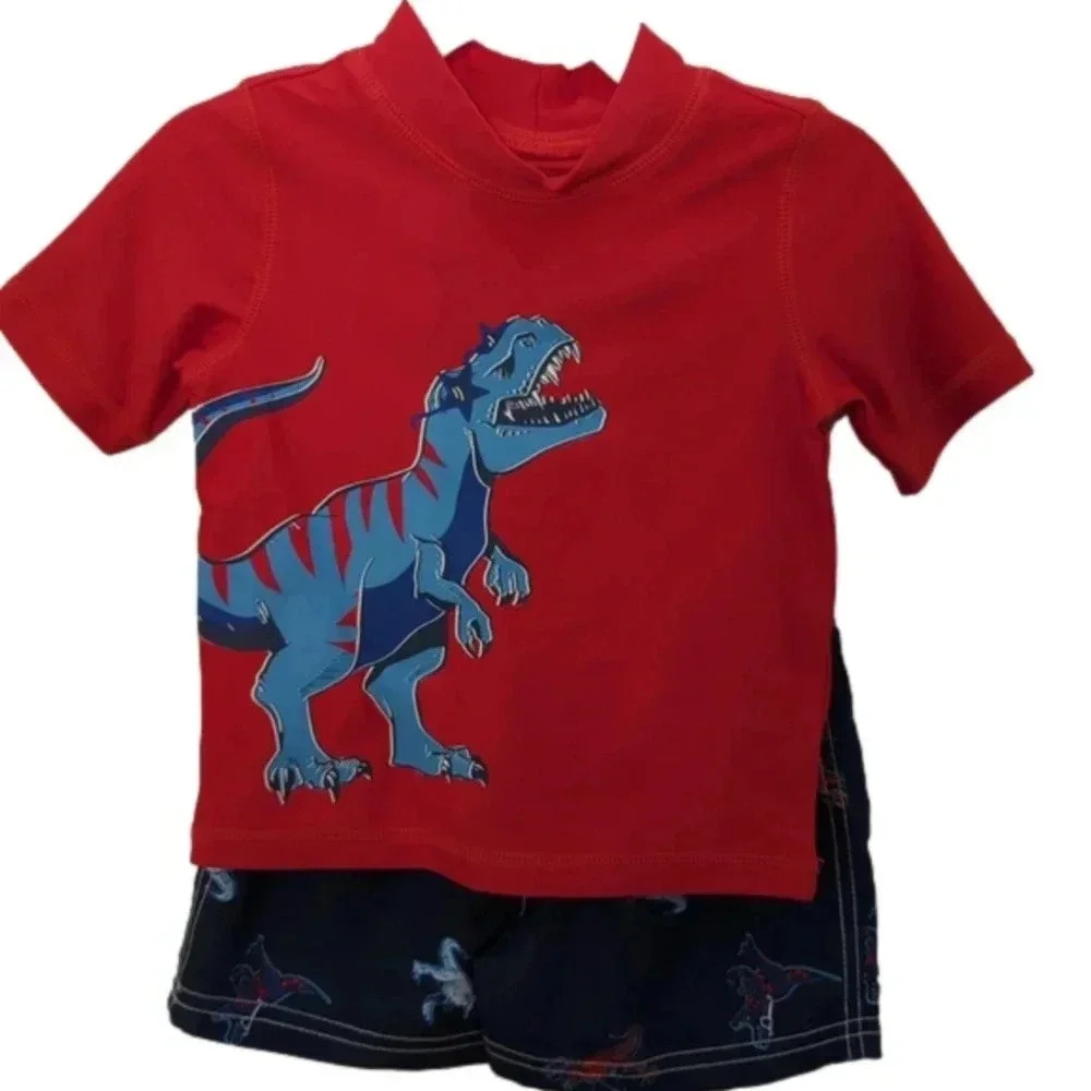 Carter's Dino Rash Guard & Swim Trunk set